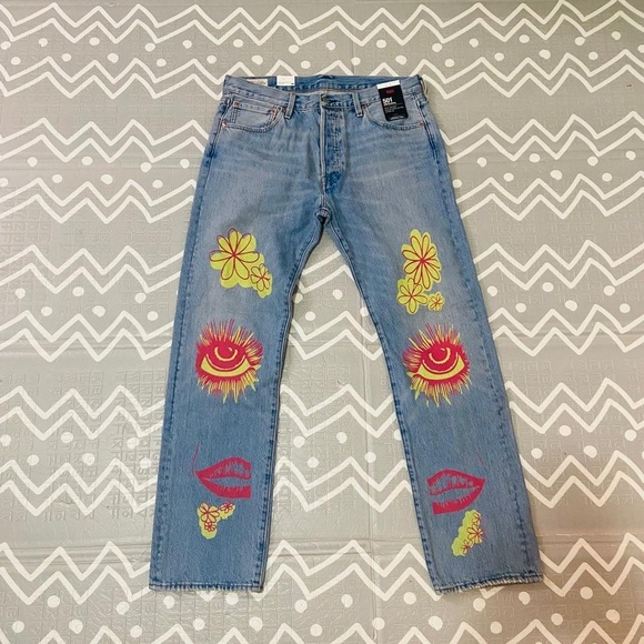 Levis 501 limited edition graphic jeans denim pants